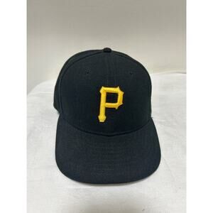 NEW ERA PITTSBURGH PIRATES CAP MEN'S OFFICIAL ON-FIELD HAT BLACK SIZE 7 1/4